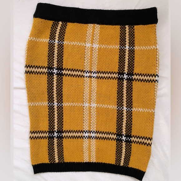 Skirts Yellow Black Plaid Knit Two Piece Skirt Set Poshmark